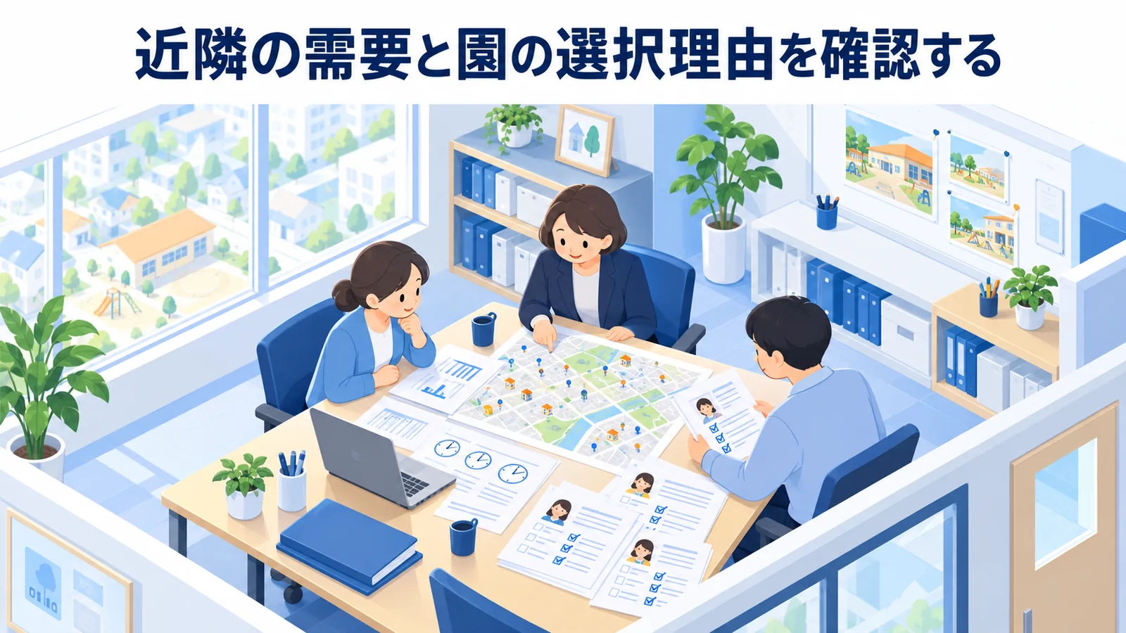 近隣の需要と園の選択理由を確認するの図解