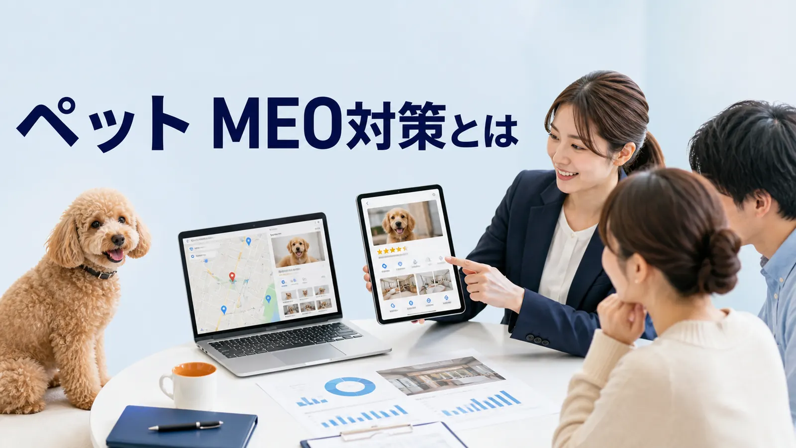 ペット MEO対策とはを内容別のオリジナル構図で整理した図解