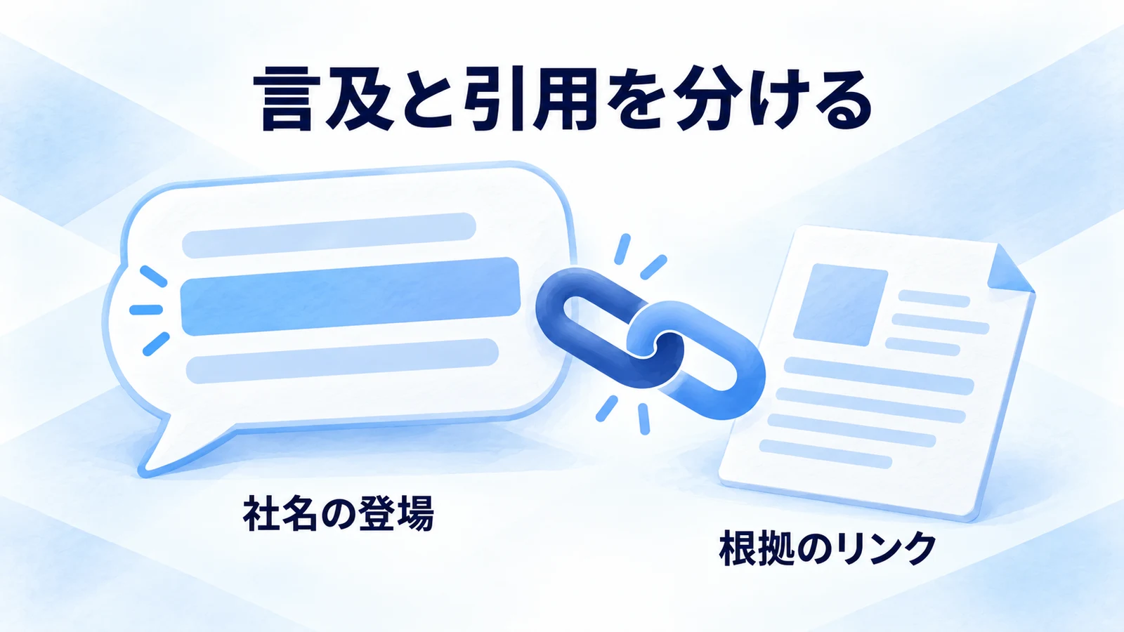社名の登場と根拠ページへのリンクを区別する図