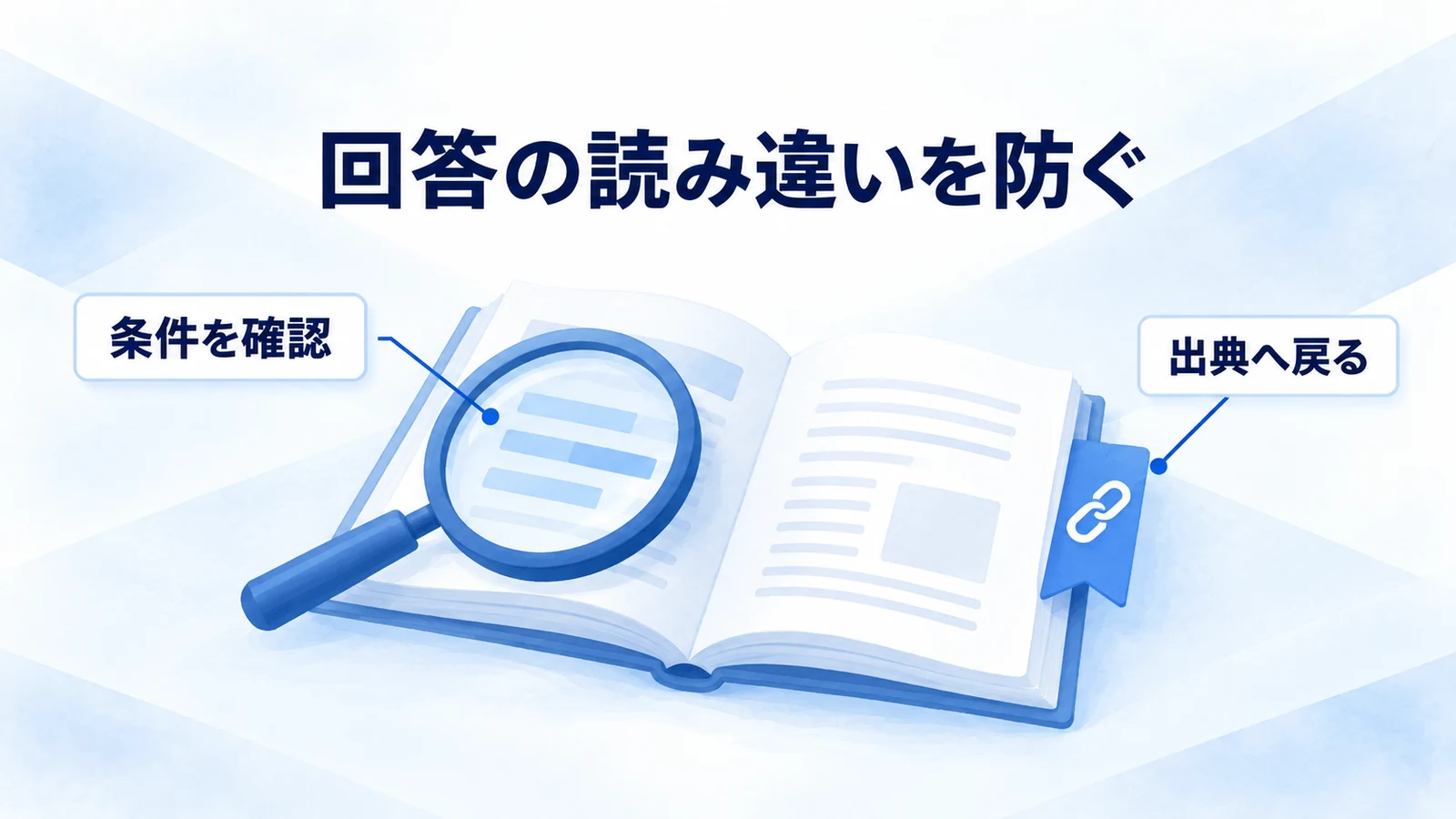 回答の条件と出典を再確認する図