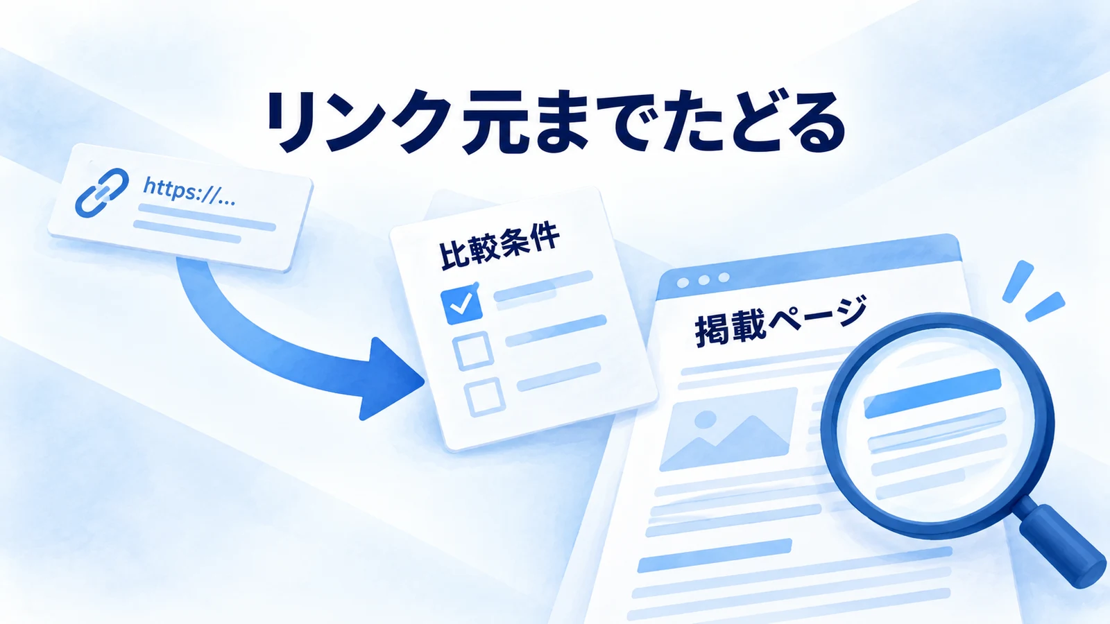 条件をそろえて抽出し、実際のリンク元ページで紹介の理由を確かめる