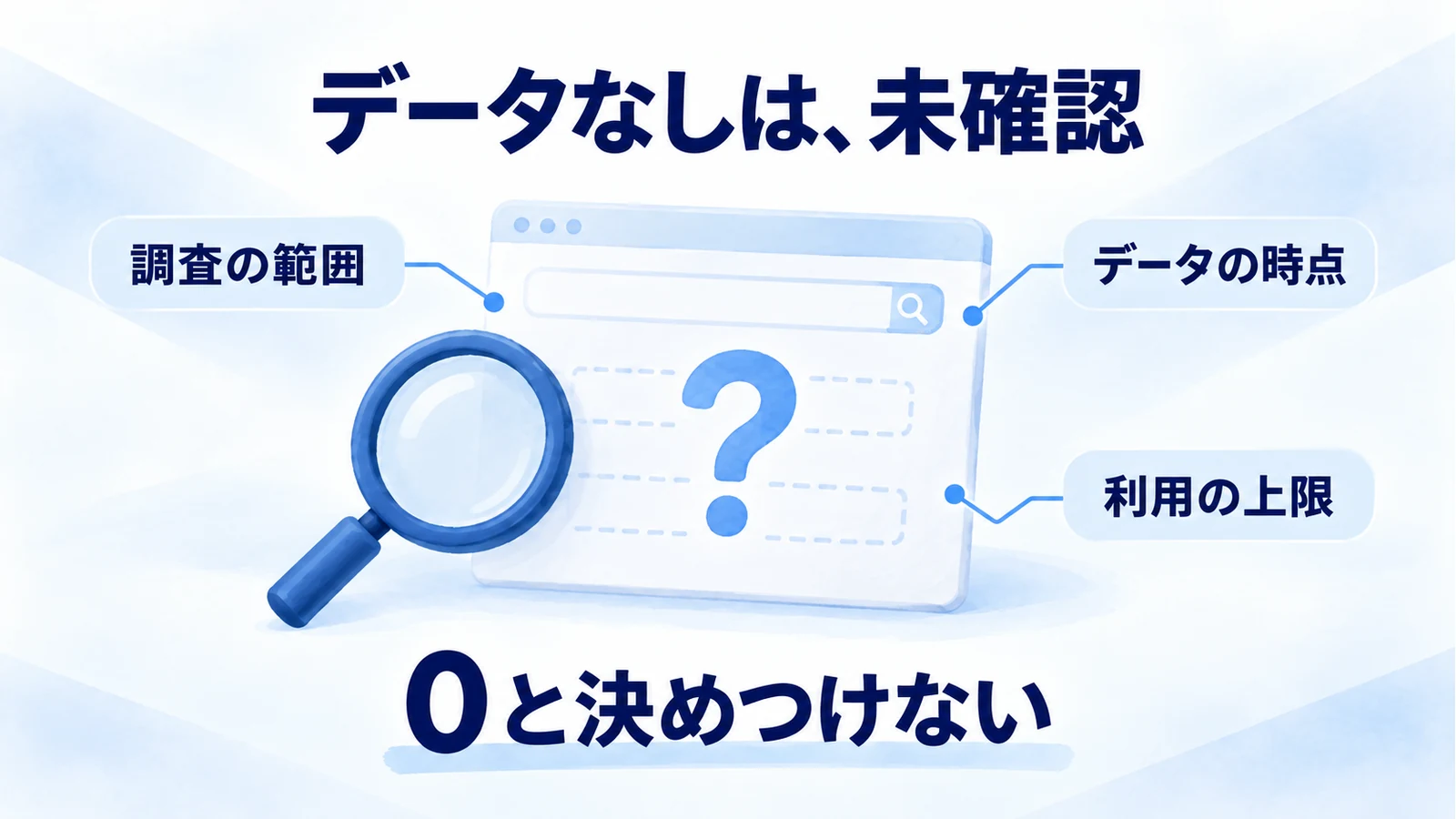 ツールにデータが出ない場合は調査範囲・データ時点・利用上限を確認する図