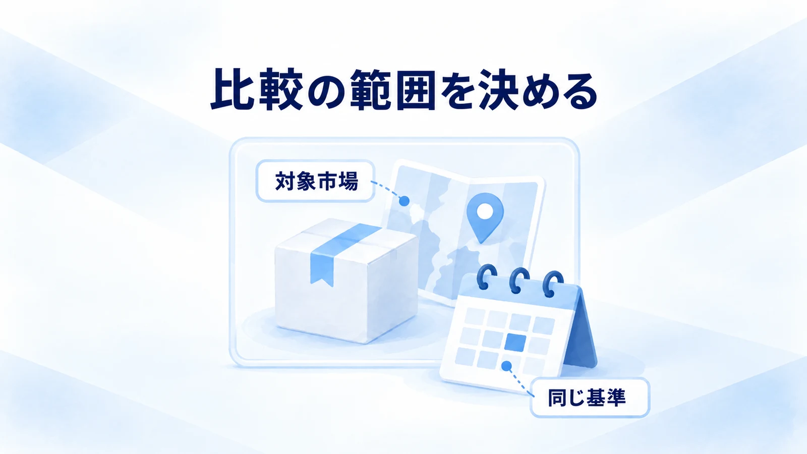 同じ商品・地域・期間で比較する範囲を示す図