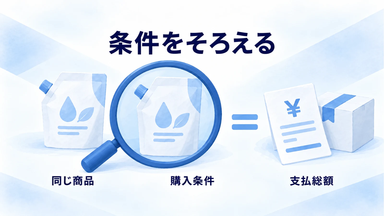 商品・購入条件・支払総額をそろえる競合価格の比較