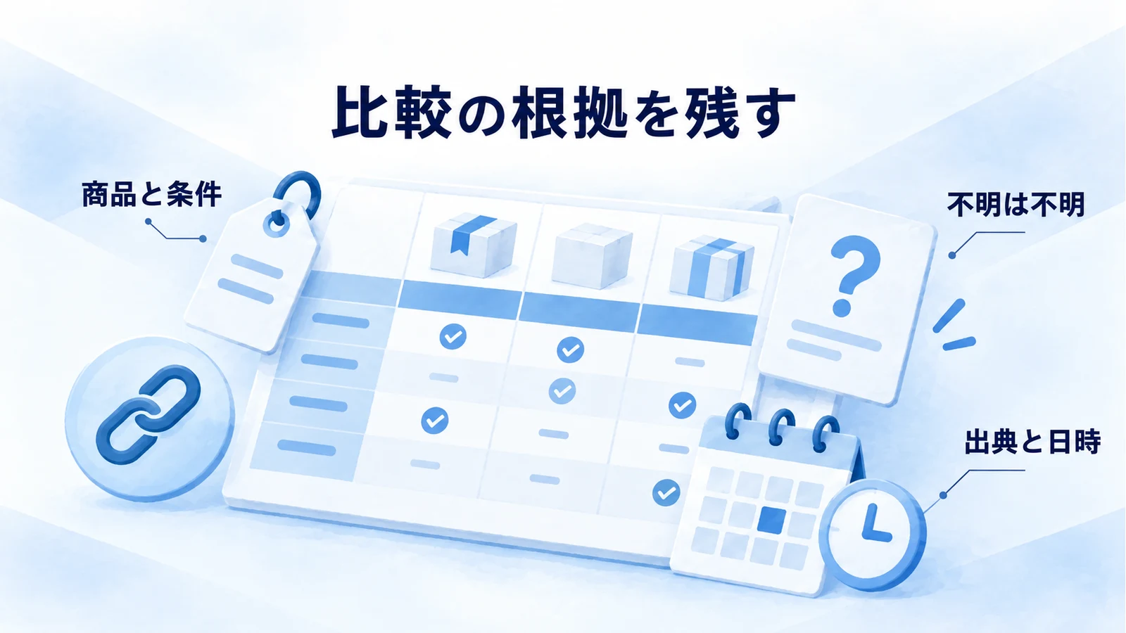 商品と条件と確認日時を残す価格調査記録