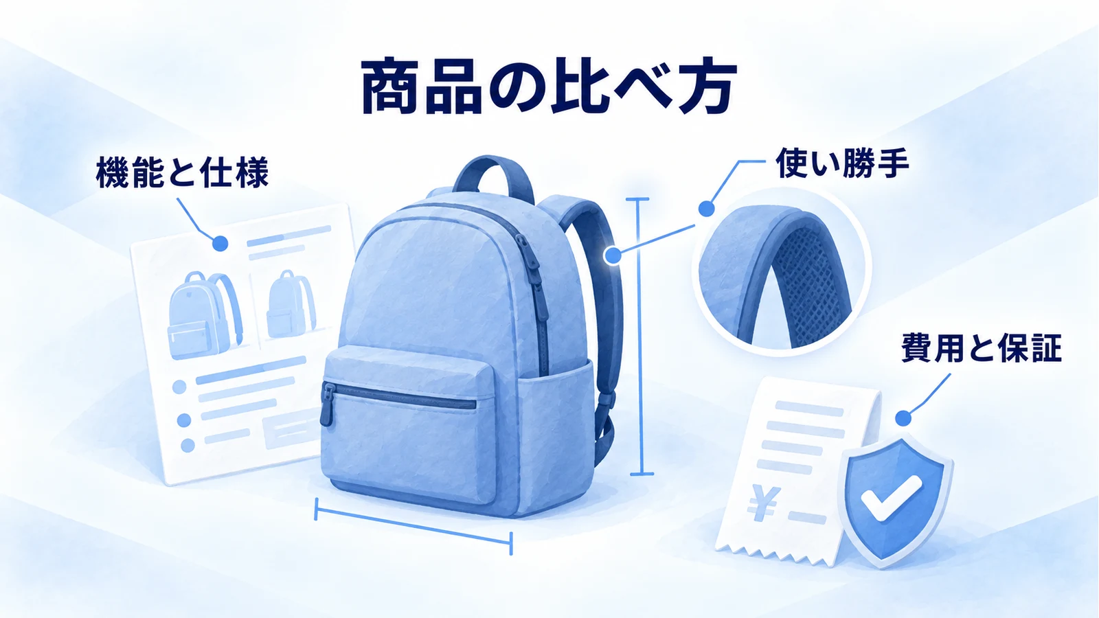 機能と仕様に加え使い勝手と費用や保証を比較する