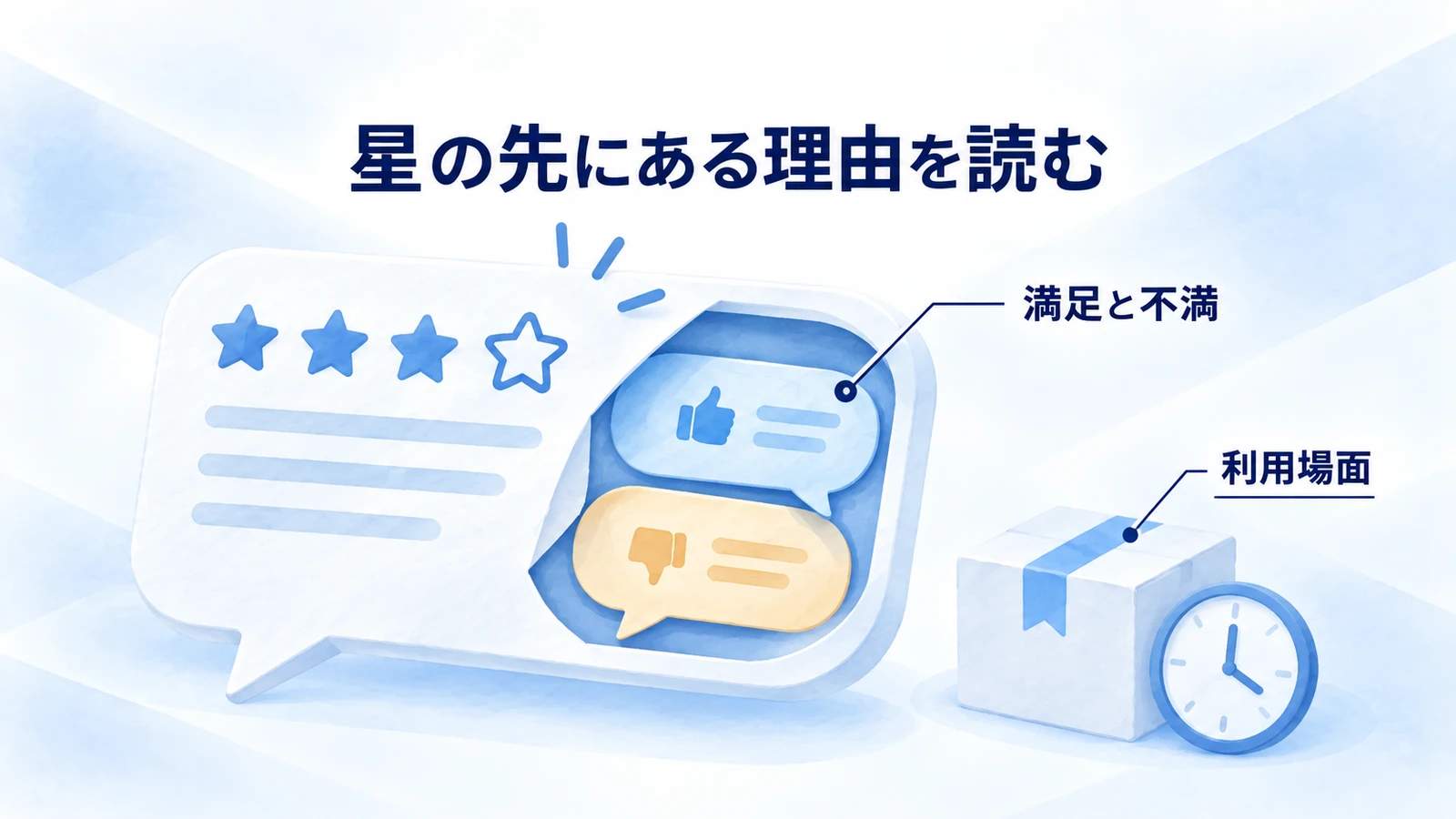 星評価の内側にある満足・不満と利用場面を読み取る図
