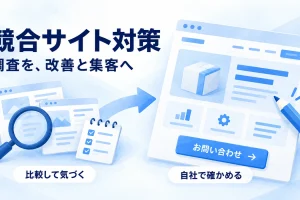 競合ページの調査を自社サイトの改善と集客に結び付ける概念図