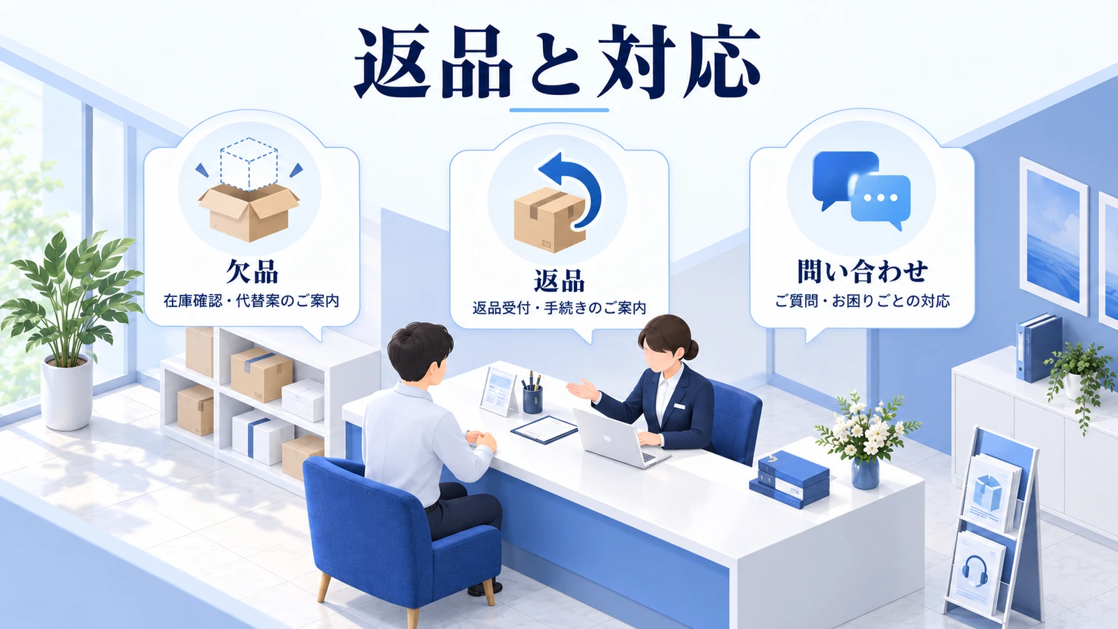 法人集客では商品見本と運営実績を見せるの図解