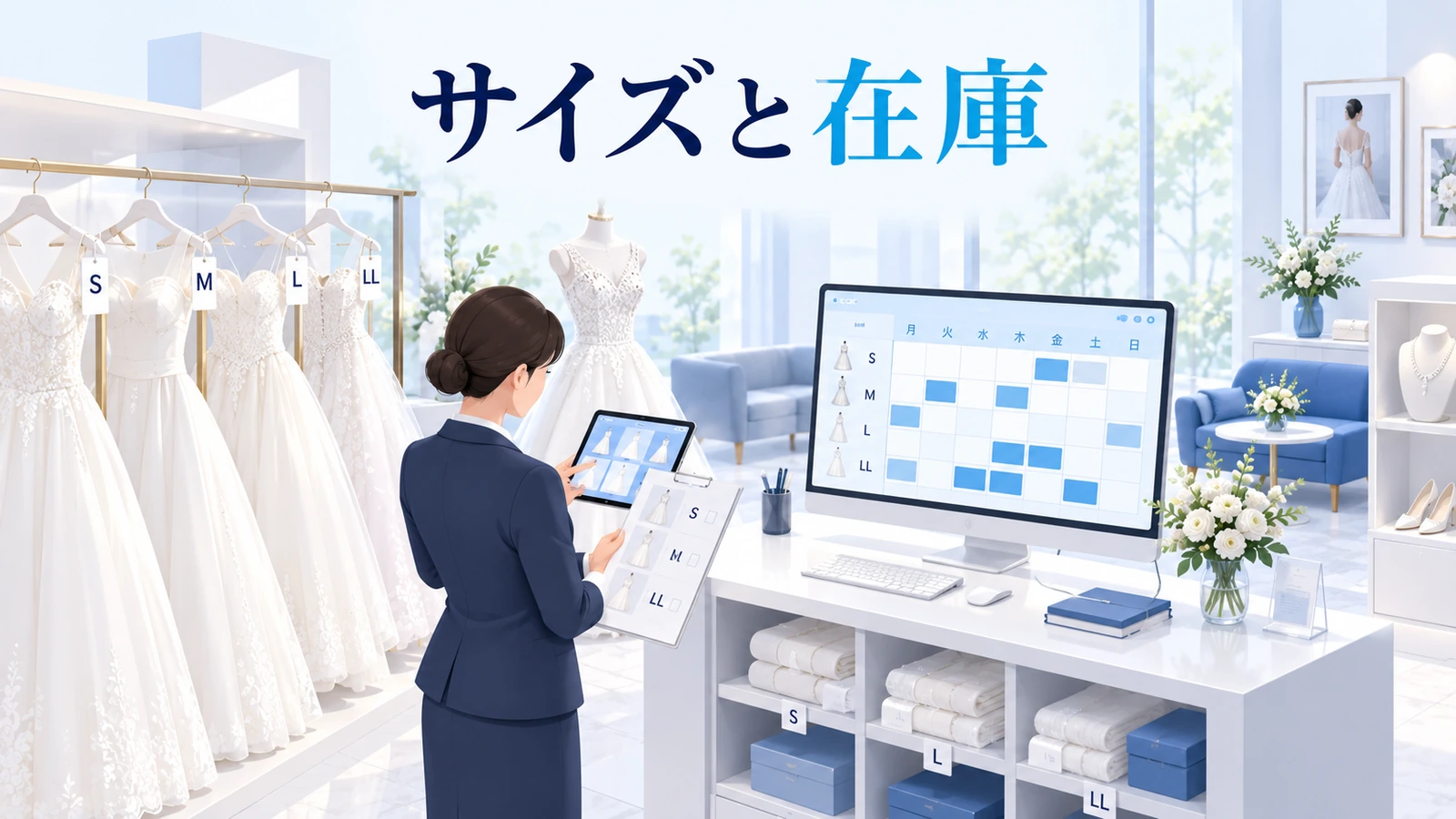 サイズと予約日の在庫を同時に管理するの図解