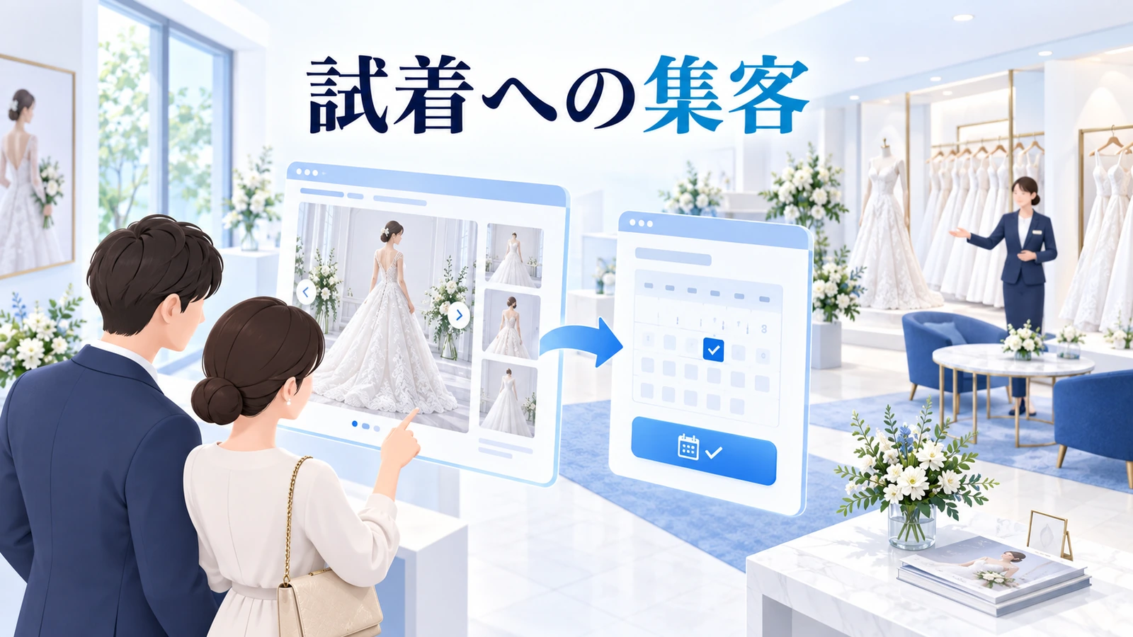 集客は試着できる衣装へつなぐの図解
