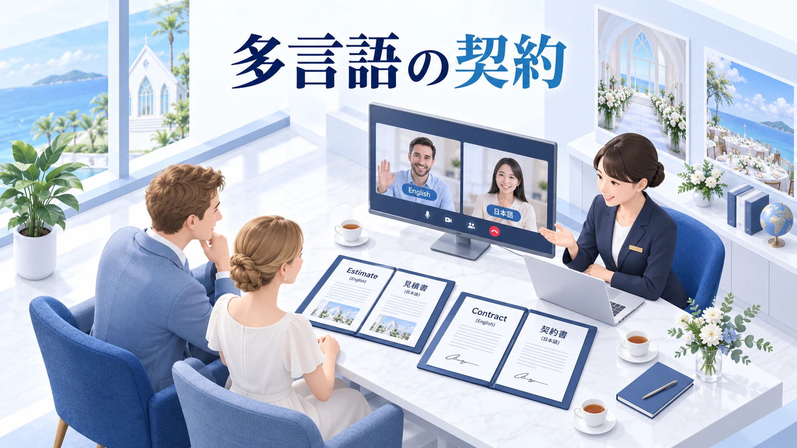 問い合わせから契約まで言語の責任を決めるの図解
