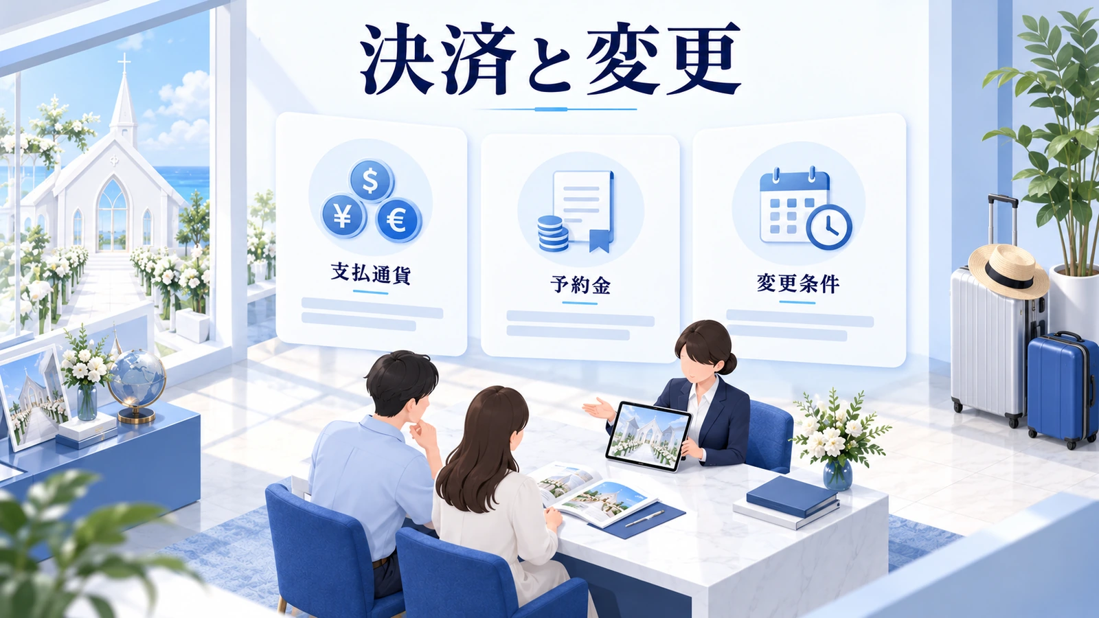 決済と日程変更の条件を早く示すの図解
