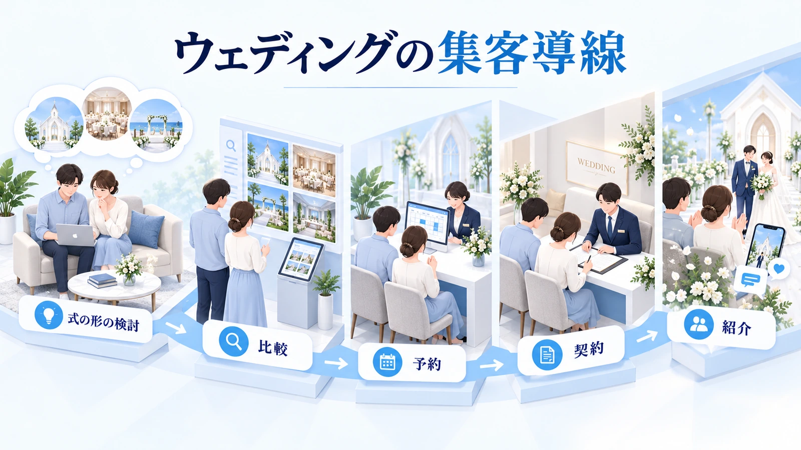 ウェディングの集客導線の図解