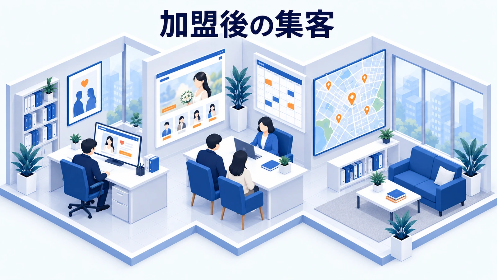 加盟前後の判断と集客を進めるの図解