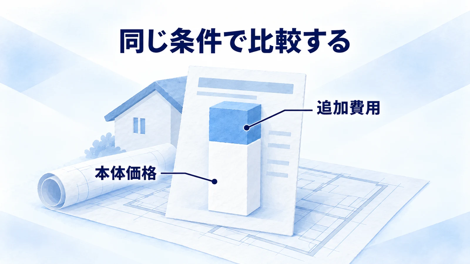 一つの工事費を本体価格と追加費用に分ける図