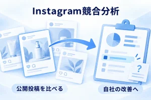 複数の公開投稿を比較し、自社の企画を考えるInstagram競合分析の概念図