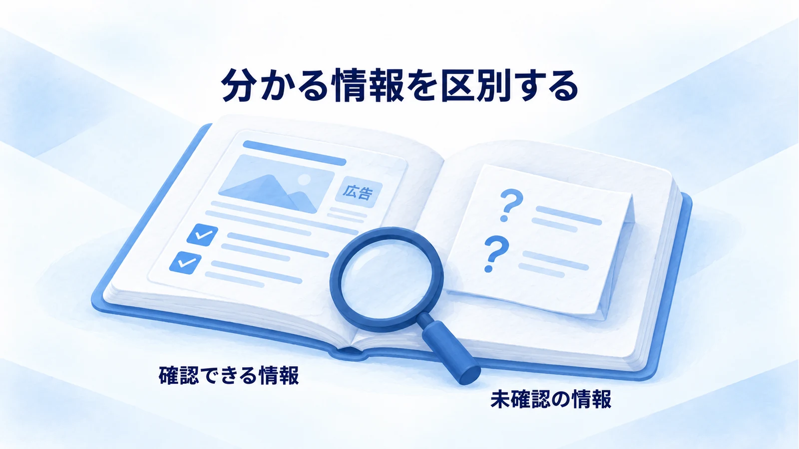 公開画面で確認できる情報と未確認の情報を区別して記録する図