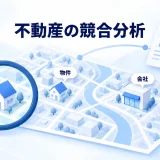 不動産の物件と会社を分けて競合を調べる概念図