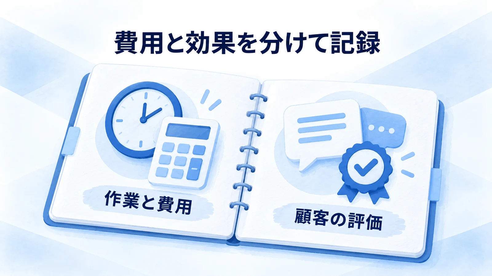 作業費用と顧客の評価を分けて記録する図