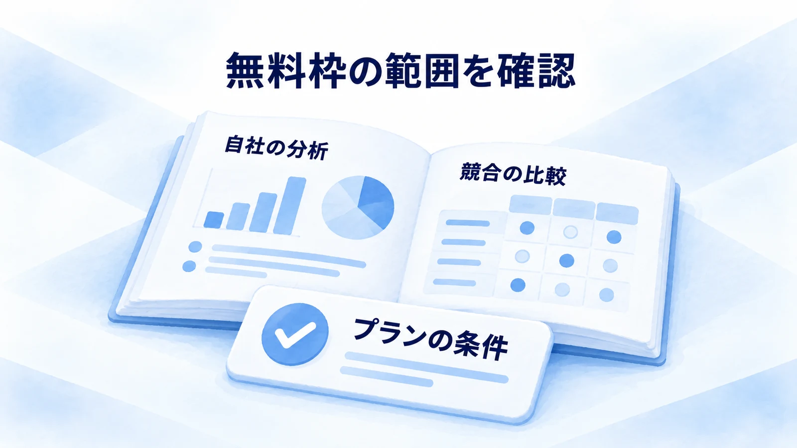 無料枠と競合比較の契約範囲を分ける図